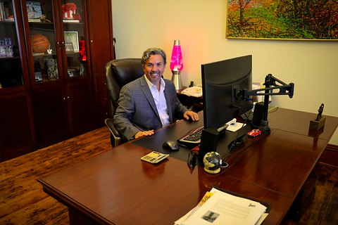 Jon Koucky at his desk in the Joplin office